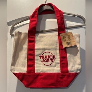 NWT! Trader Joes Mini Canvas Tote Bag Red